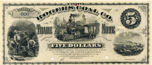 Rogers Coal Company $5 note obverse