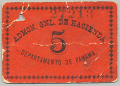 French Panama Canal Administration 5 centavo scrip note