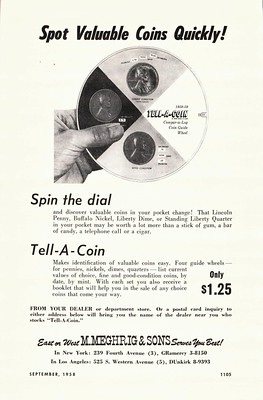 Tell-A-Coin Numismatist ad 1958-09