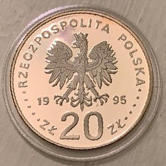 1995 Copernicus holding the ECU coin reverse