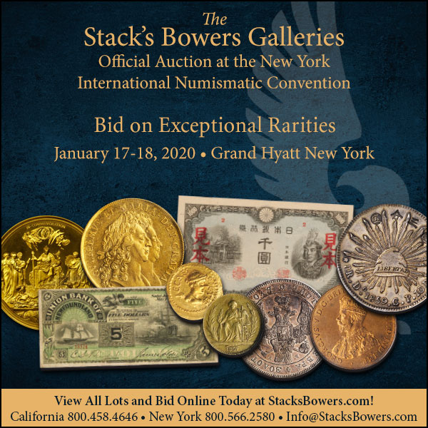 Stacks-Bowers E-Sylum ad 2019-12-15 New York sales