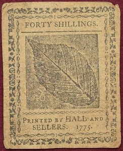 Pennsylvania 40 shilling nature print note