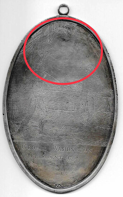Oval Washington Peace medal 'face' area