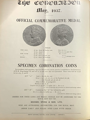 1937 George VI coronation medal ad