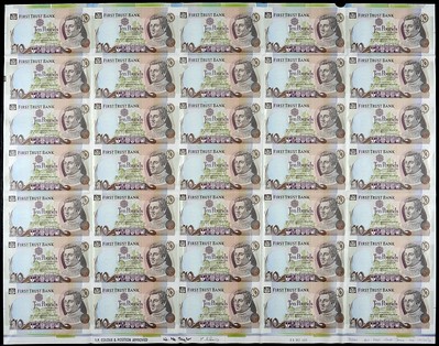 Lot 218 - uncut sheet of 35 First Trust Bank £10 proofs