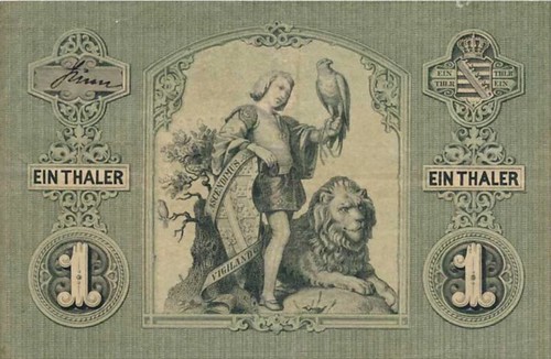 1870 Saxony-Weimar-Eisenach 1 taler back