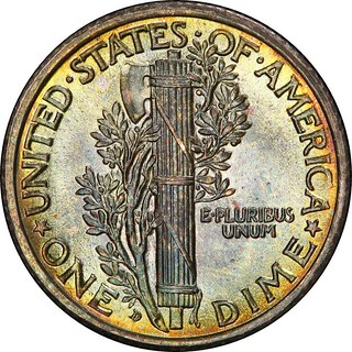 1916-D Mercury Dime reverse