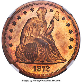 1872 Seated Dollar in Copper obverse