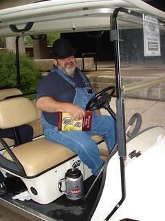 Tiny Cross in his ANA Summer Seminar golf cart
