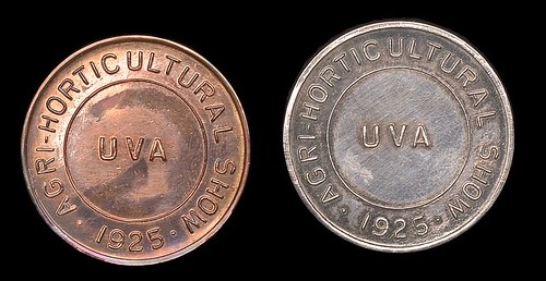 1925 CEYLON, Agri-Horticultural Show, Uva medals reverse