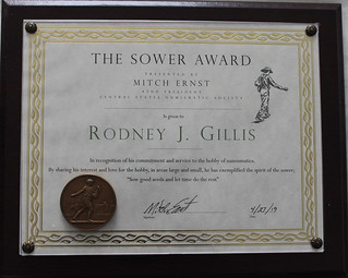 2019 Sower award plaque Rod Gillis