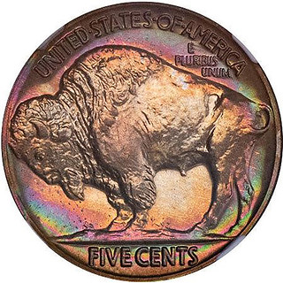 1936 toned proof Buffalo Nickel reverse