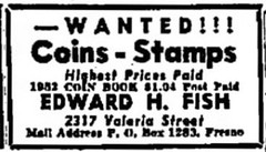 Edward Fish ad Fresno Bee, Sun 12 Oct 1952, 18
