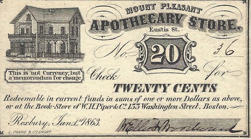 Woodward Apothecary Store 20c scrip signed