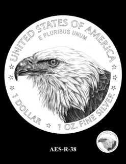 AES-R-38 -- American Eagle Proof and Bullion Silver Coin - Reverse
