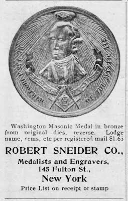 Sneider, Robert 1903 Washington Masoic Medal ad