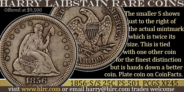 HLRC E-Sylum ad 2020-07-26 1856-S Quarter