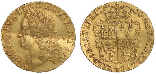 1760 George II half guinea, once bent