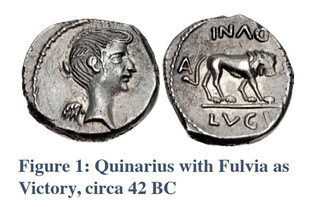 Quinarius with Fulvia as Victory