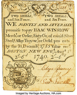 Massachusetts 1740 Silver Bank 2 Shillings 6 Pence front