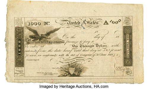 $1000 Act of June 30, 1812 note