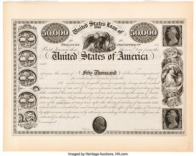 $50,000 United States Loan of 1841 Registered Bond