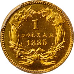 1885 Proof Gold Dollar reverse