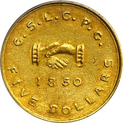 1850 Mormon $5 reverse