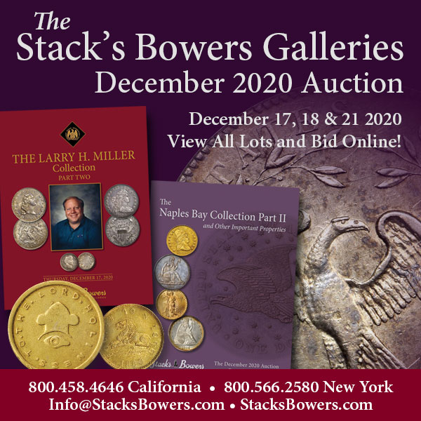 Stacks-Bowers E-Sylum ad 2020-11-29 2020-12 auction