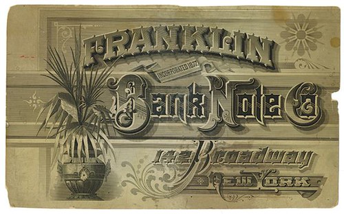 Franklin Bank Note Co. Advertising sign