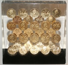Coins in Lucite bookend_canadian_cents2