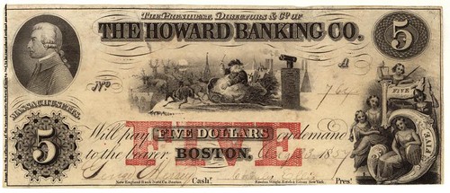 Boston MA Howard Banking Company $5 note