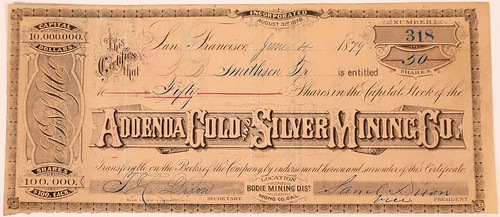 Addenda Silver & Gold Mining Company Stock