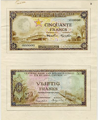 Banque Central du Congo Belge et du Ruanda-Urundi proof note