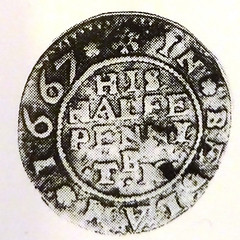 1667 Thomas Bonny Bedlam Halfe Penny reverse
