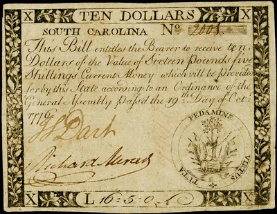 South Carolina 10 dollar note