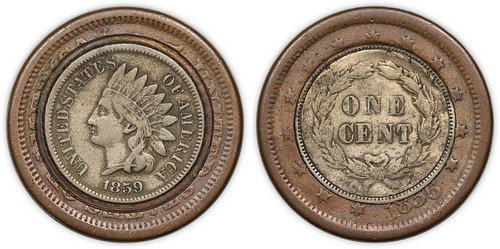 Large Cent Inlaid with an Indian Head Cent