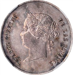 1861 Philippines Mint Opening Silver Medallic Proclamation 2 Reales obverse
