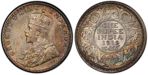 India 1919 Calcutta Mint Rupee