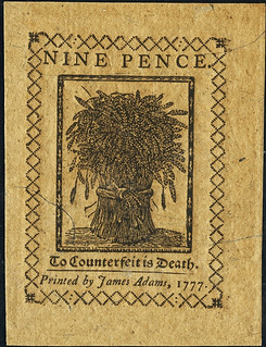 Delaware May 1, 1777 9 Pence bac