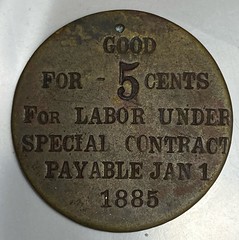 1885 Five Cents Labor token