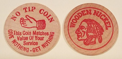 No Tip Coin Wooden Nickel
