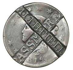 1816 U.S. Large Cent Rhode Island Counterstamps obverse