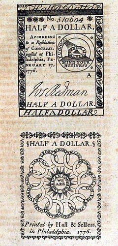 1777 German illustration of Half Dollar colonial note