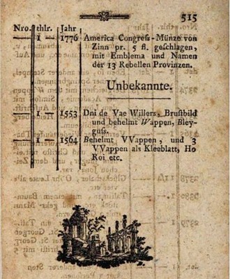1785 German Continental Dollar offering