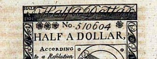 1777 German illustration of Half Dollar colonial note