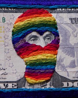 Embroidered banknote $5 Rainbow Abe