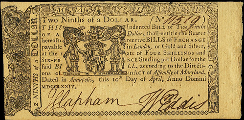 Maryland 1774-04-10 Two-Ninths Dollar front