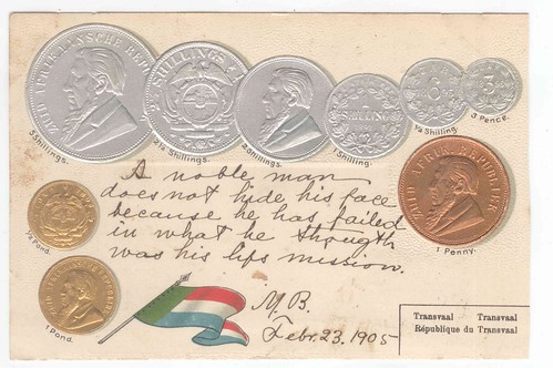 South African coinage postcard front