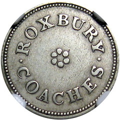 1837 Roxbury Coaches New Line Token obverse